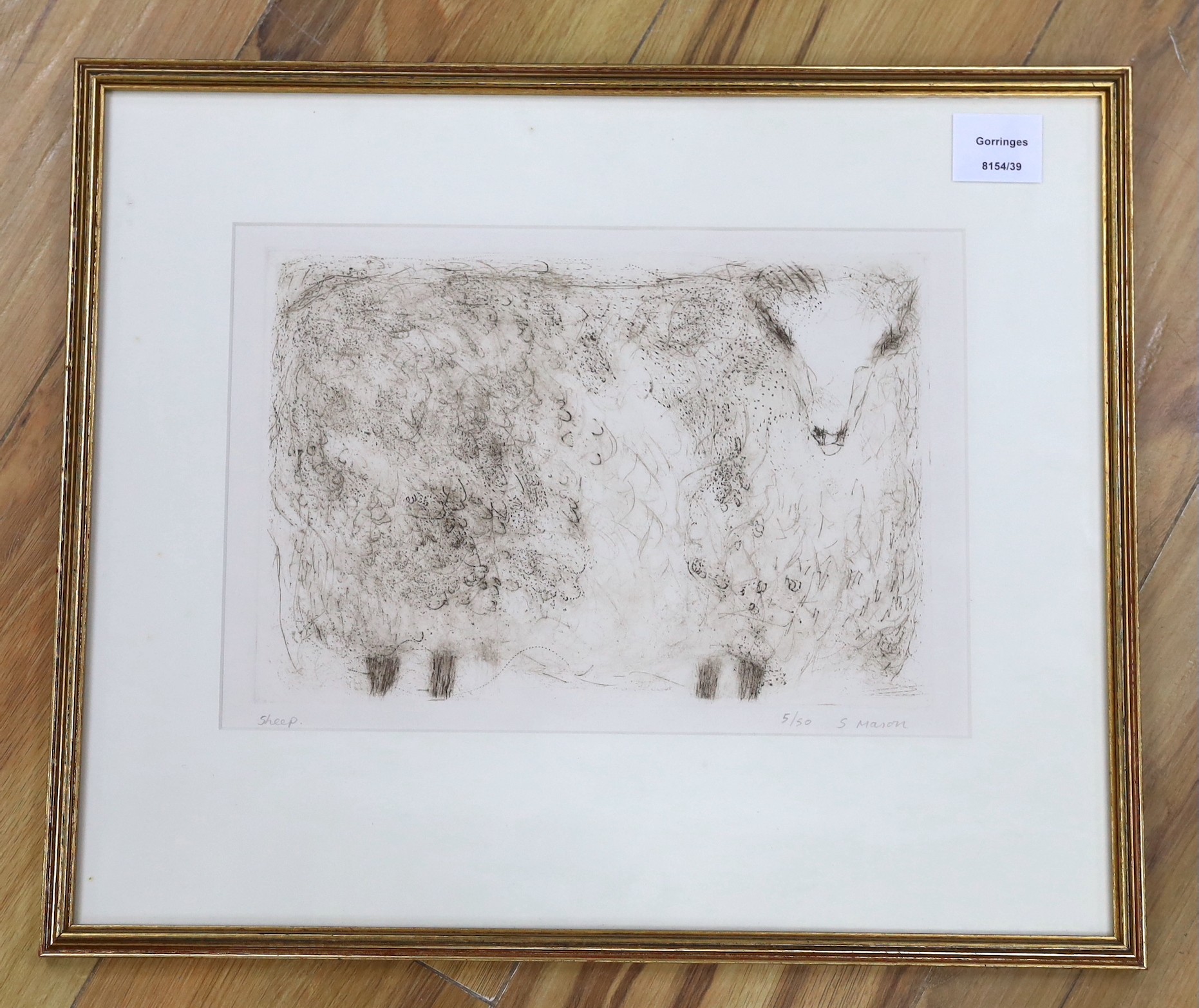 Sophie Mason (Contemporary), ‘Sheep’, signed and titled in pencil outside the plate, edition 5/50, 23 x 33cm